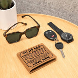 To My Son Stand Tall (Black) – Leather Wallet